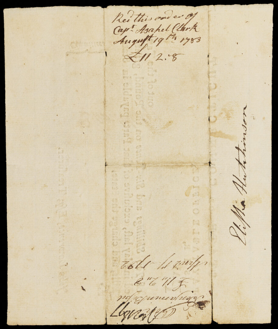 Lot 549: Connecticut Rev. War Archive with Autographs of Williams, Wolcott