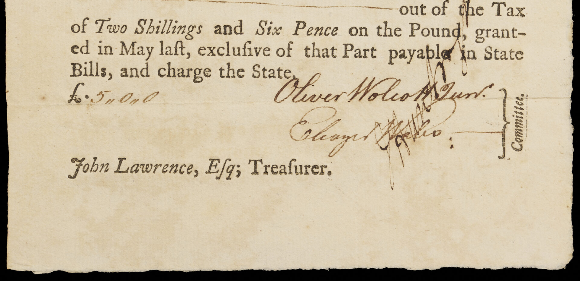 Lot 549: Connecticut Rev. War Archive with Autographs of Williams, Wolcott