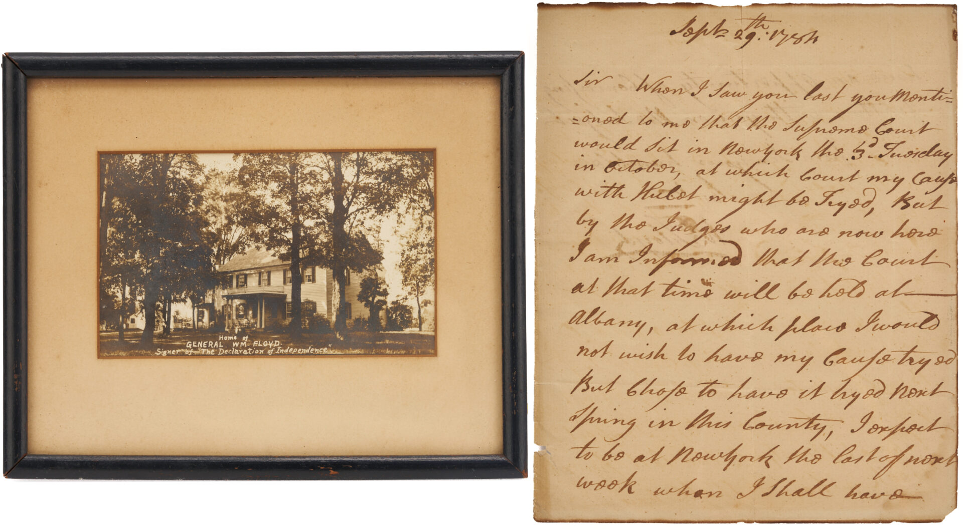 Lot 550: Declaration Signer Gen. William Floyd ALS, 1785