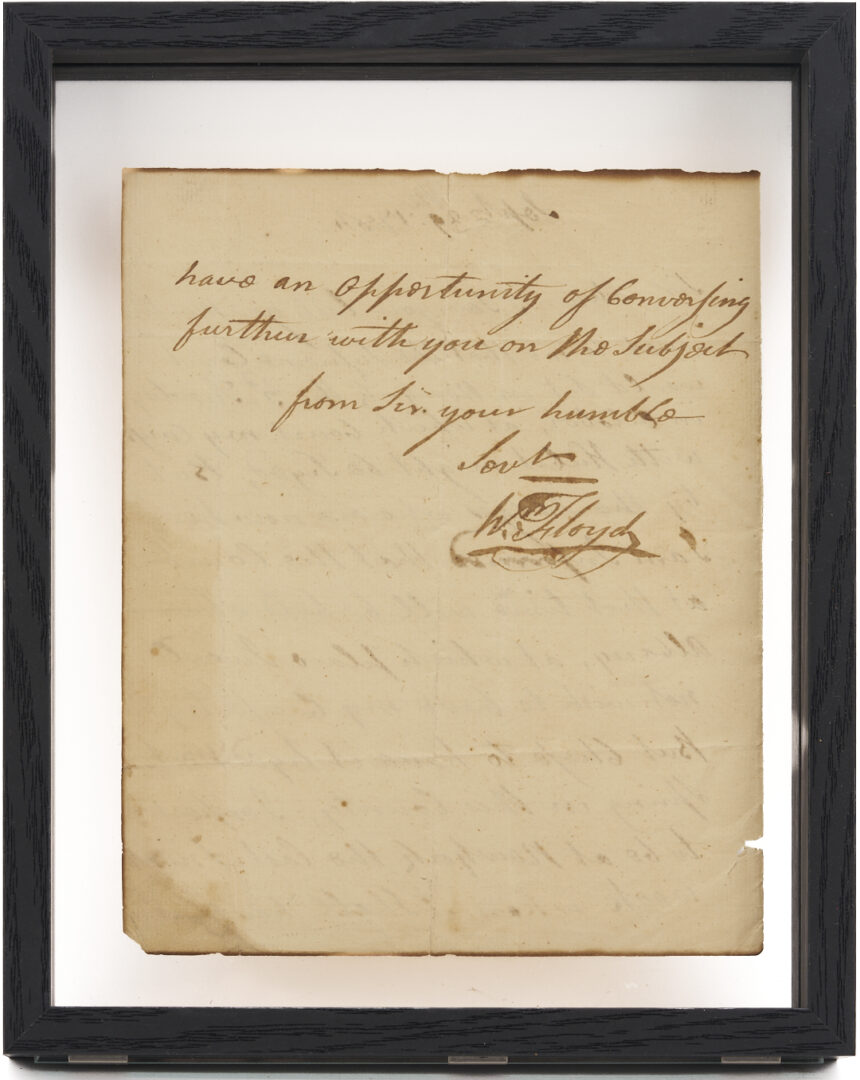 Lot 550: Declaration Signer Gen. William Floyd ALS, 1785