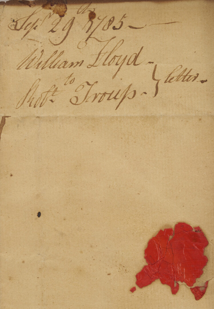 Lot 550: Declaration Signer Gen. William Floyd ALS, 1785