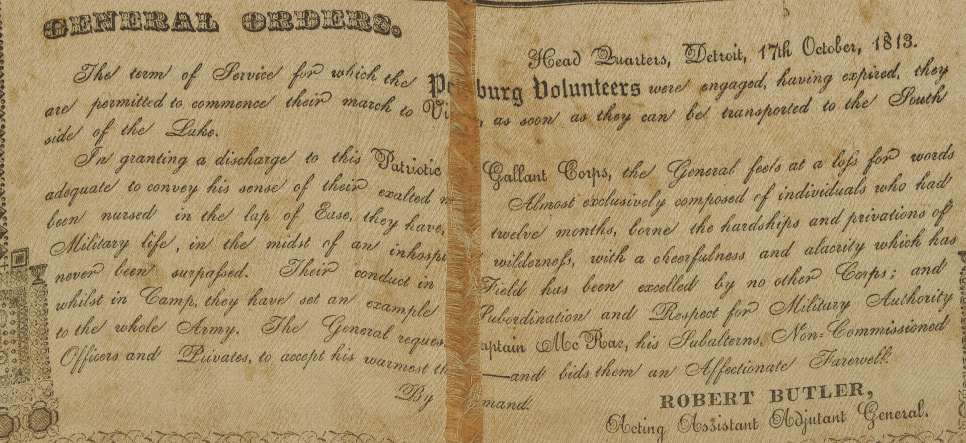 Lot 555: War of 1812 related Broadside, Petersburg Volunteers