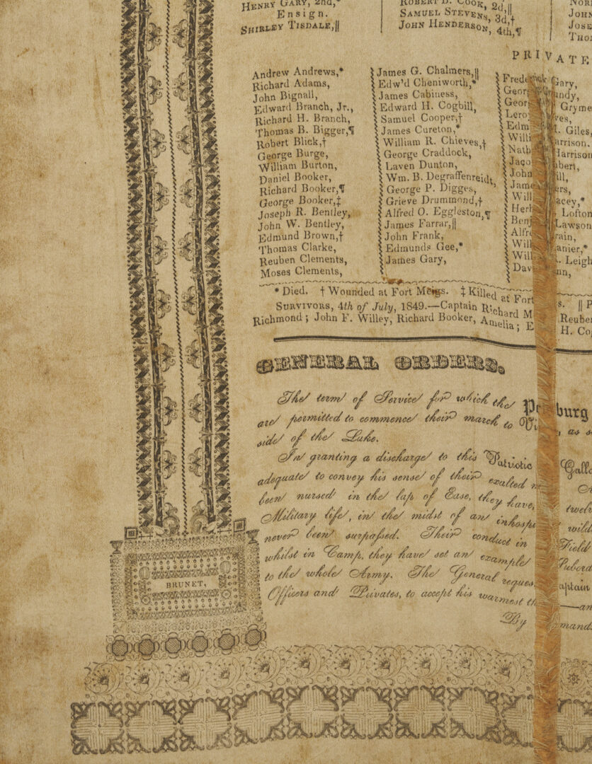 Lot 555: War of 1812 related Broadside, Petersburg Volunteers