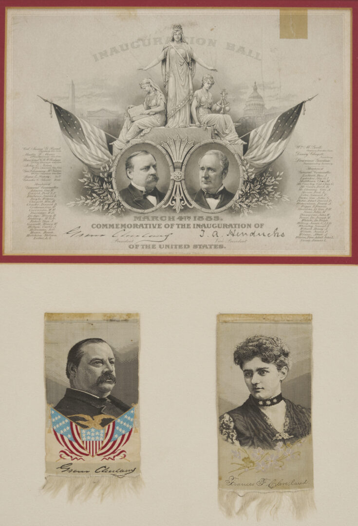 Lot 557: Grover Cleveland Framed Inaugural Invitation Plus Stevengraph