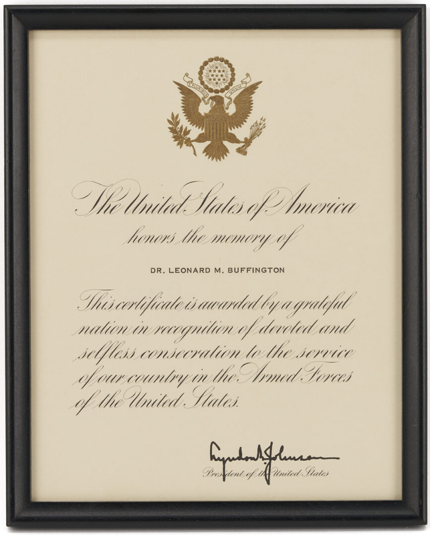 Lot 558: Archive of Milton Buffington, ex-CIA, incl. White House Gavel, Truman & Ford Signed Items