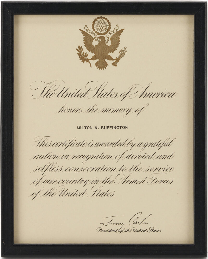 Lot 558: Archive of Milton Buffington, ex-CIA, incl. White House Gavel, Truman & Ford Signed Items