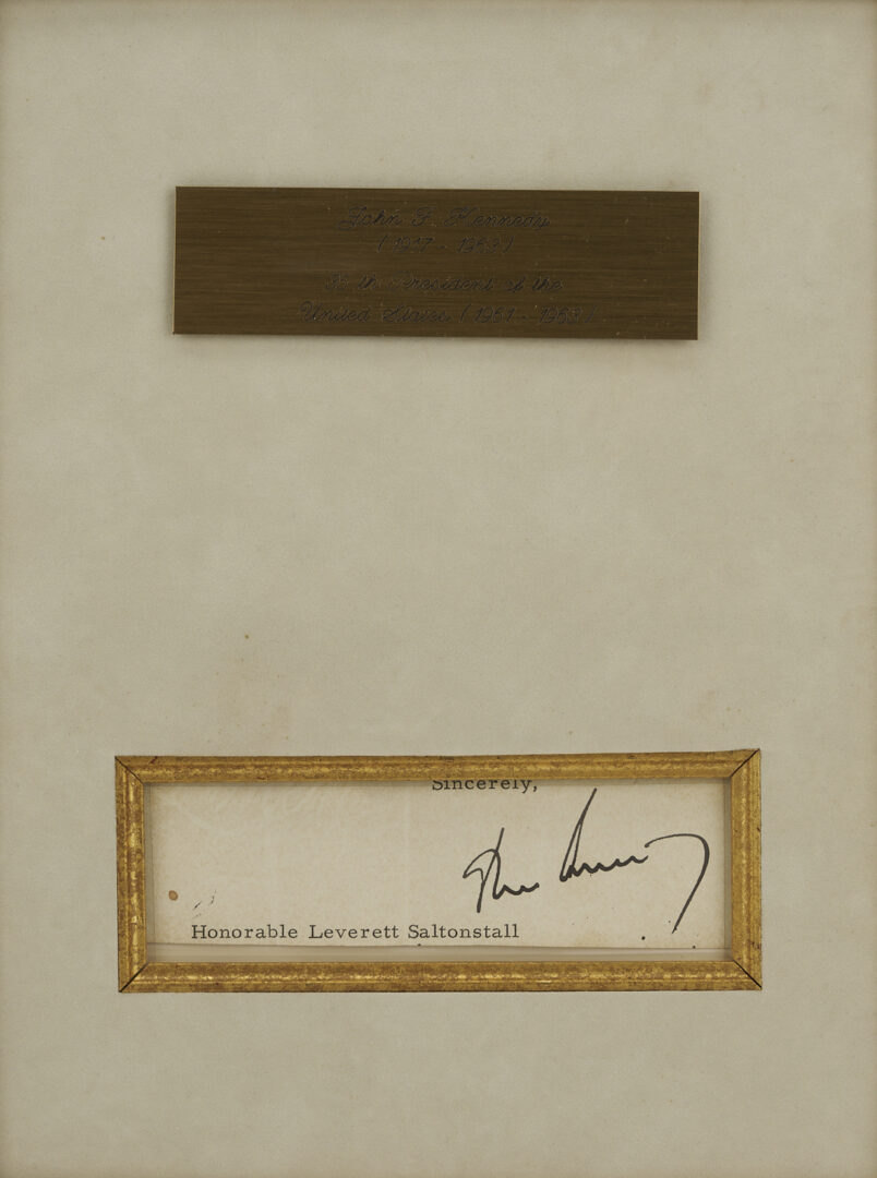 Lot 559: Autograph of John F. Kennedy, U.S. President and Senator, Framed
