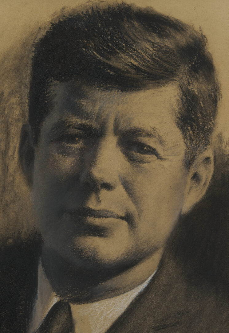 Lot 560: Arthur Sarnoff Charcoal Portrait of JFK