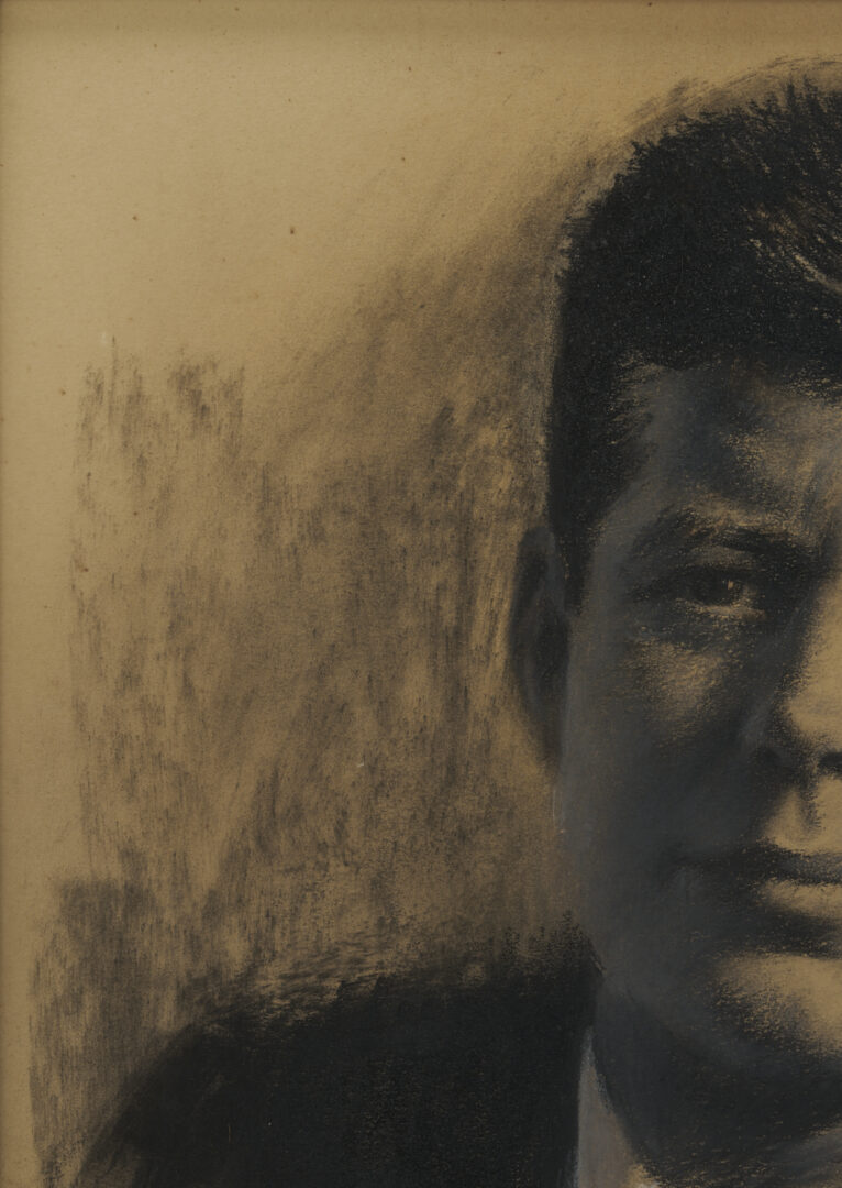 Lot 560: Arthur Sarnoff Charcoal Portrait of JFK