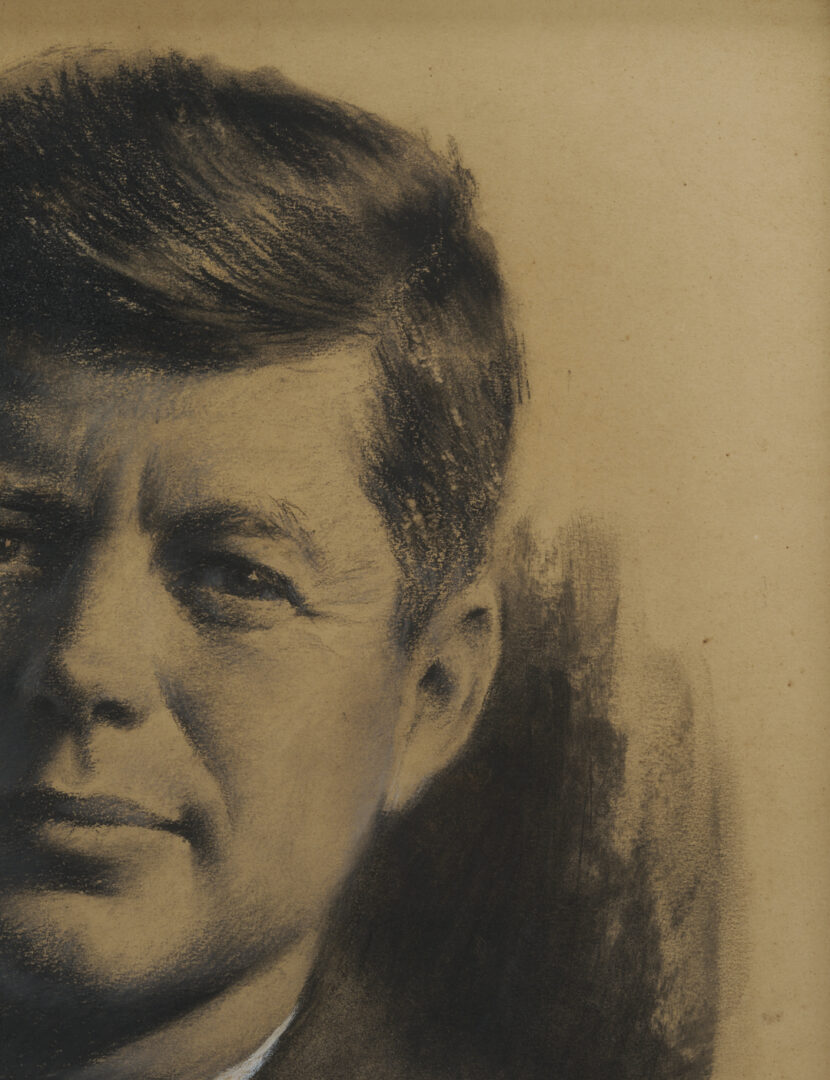 Lot 560: Arthur Sarnoff Charcoal Portrait of JFK