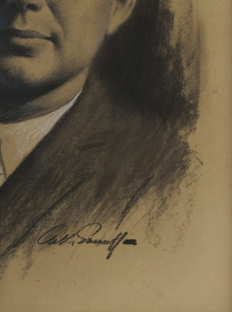 Lot 560: Arthur Sarnoff Charcoal Portrait of JFK