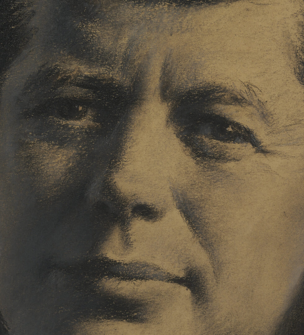 Lot 560: Arthur Sarnoff Charcoal Portrait of JFK