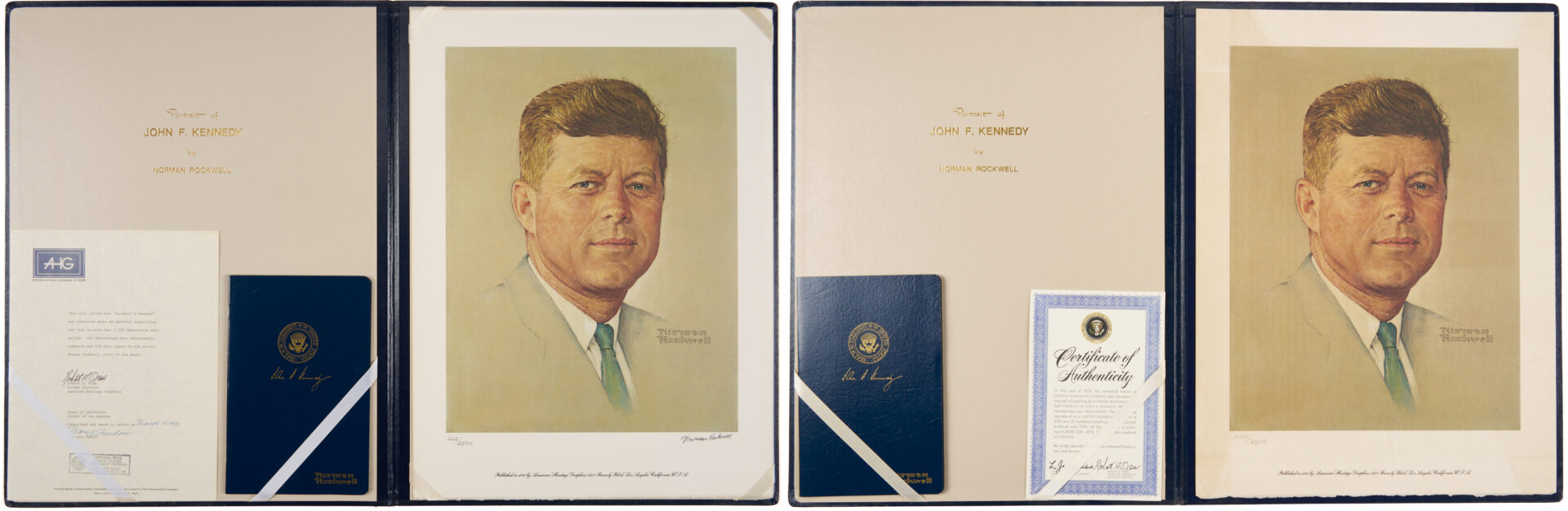 Lot 563: Norman Rockwell Signed John F. Kennedy Portrait, 1976, Plus Unsigned