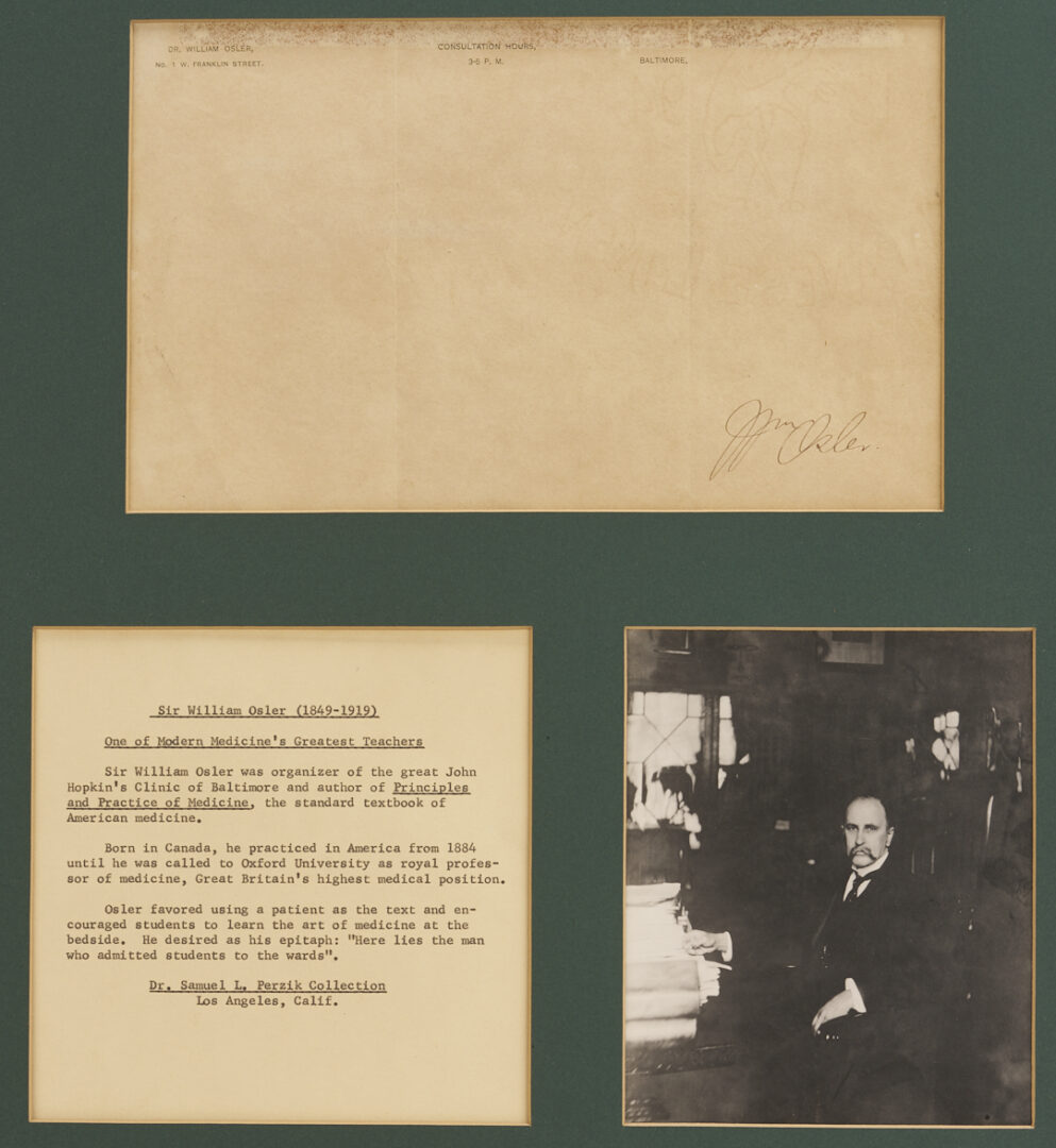 Lot 570: 4 Pcs. Medical Ephemera: Autographs plus Rare 1814 Pamphlet