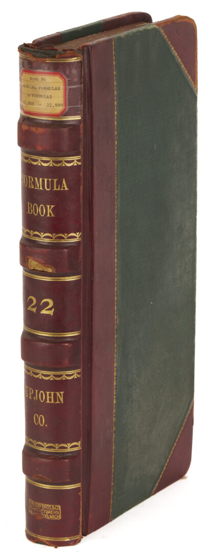 Lot 572: Leatherbound Records of Upjohn Company & Framed Formula