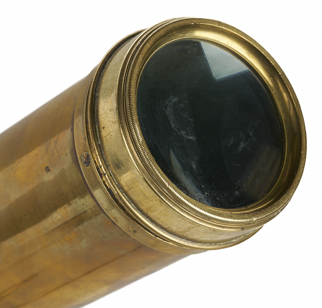 Lot 574: English Brass Telescope on Tripod Stand