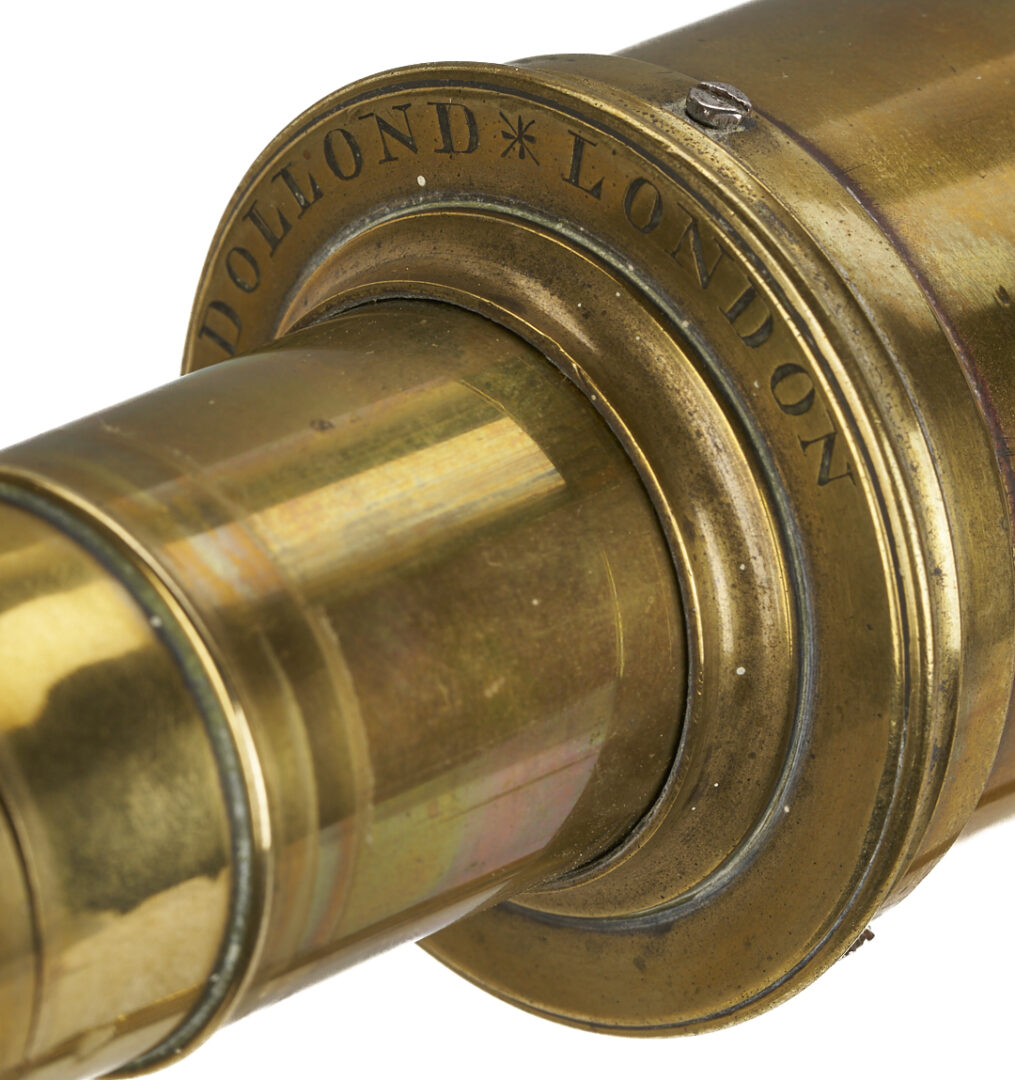 Lot 574: English Brass Telescope on Tripod Stand