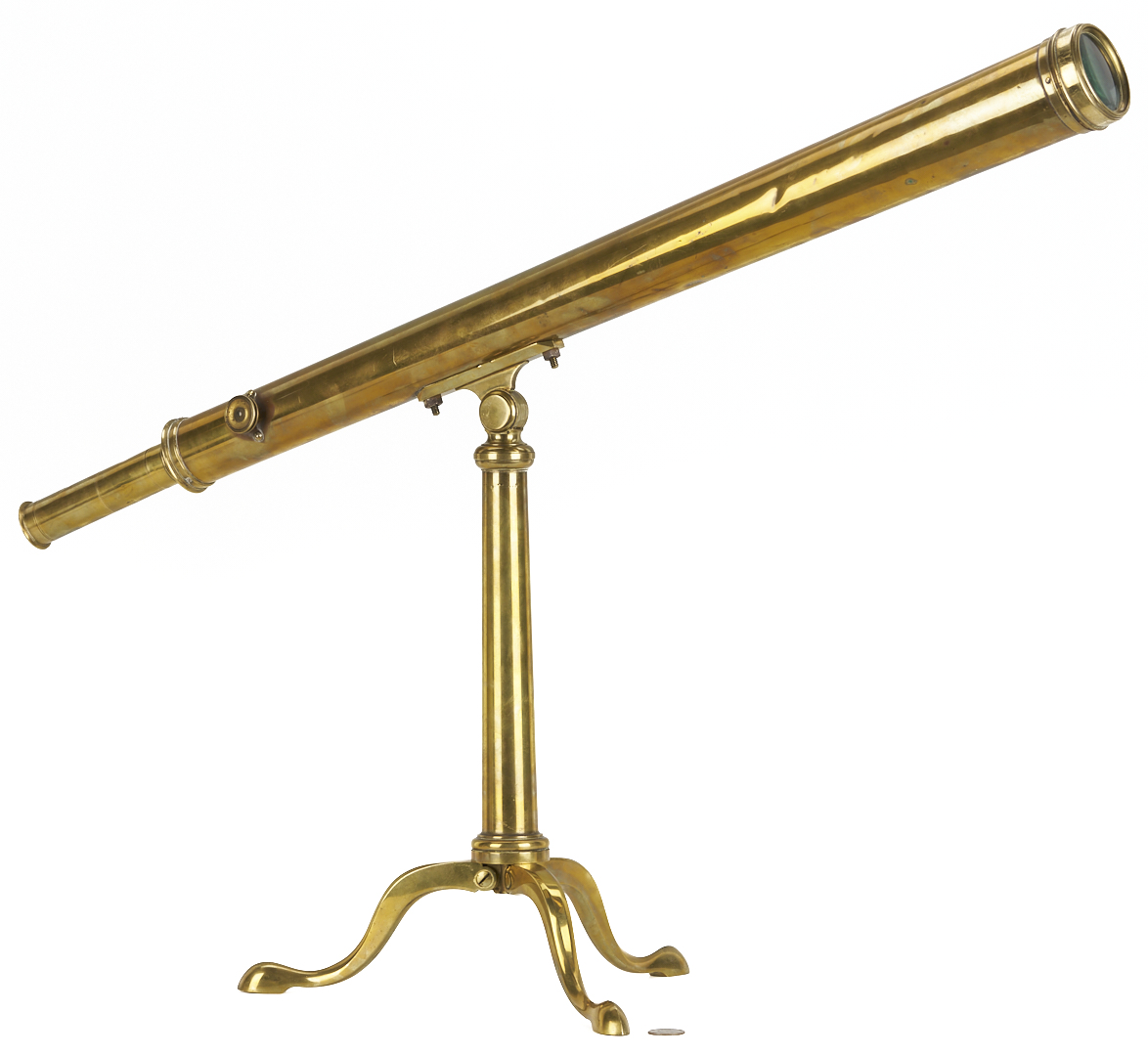 Lot 574: English Brass Telescope on Tripod Stand