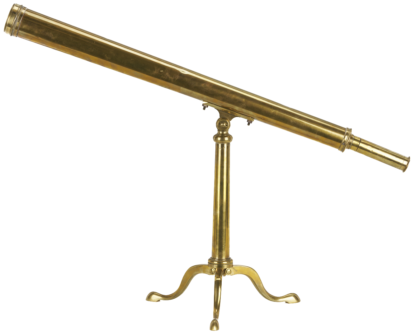 Lot 574: English Brass Telescope on Tripod Stand