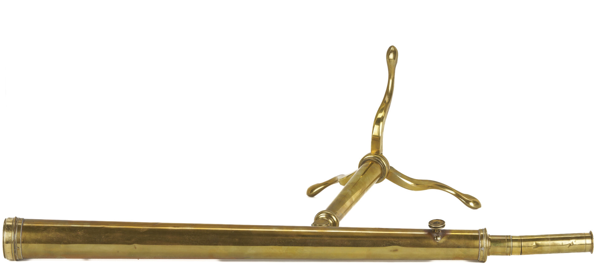 Lot 574: English Brass Telescope on Tripod Stand