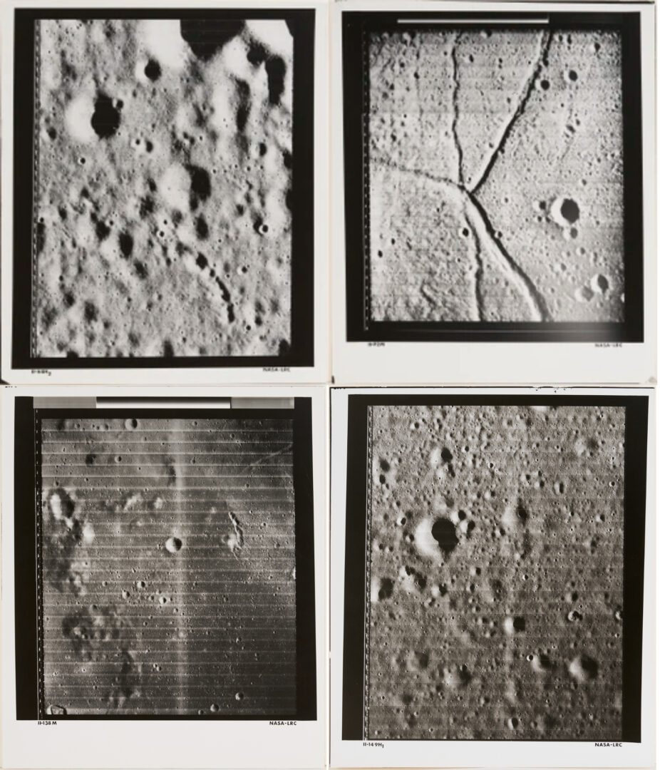Lot 576: Four NASA Lunar Survey Photos, II-64H2, II-92M, II-138M, II-149H1