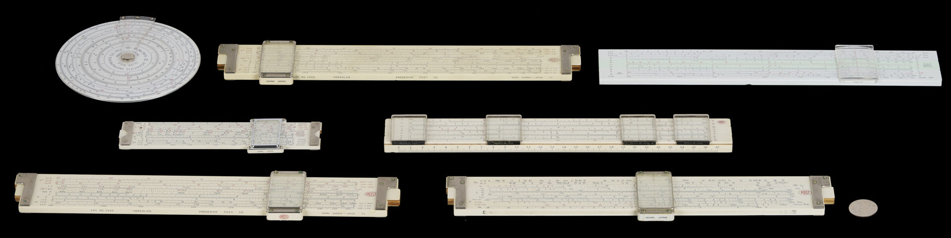 Lot 579: 7 Japanese Slide Rules: Sun Hemmi, Post