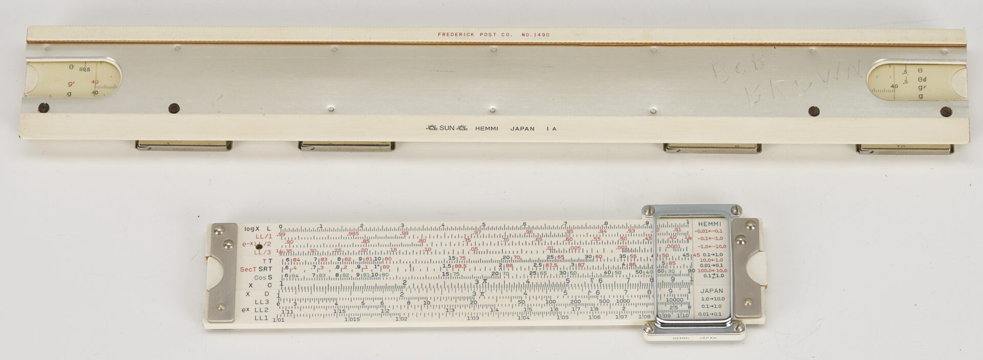 Lot 579: 7 Japanese Slide Rules: Sun Hemmi, Post