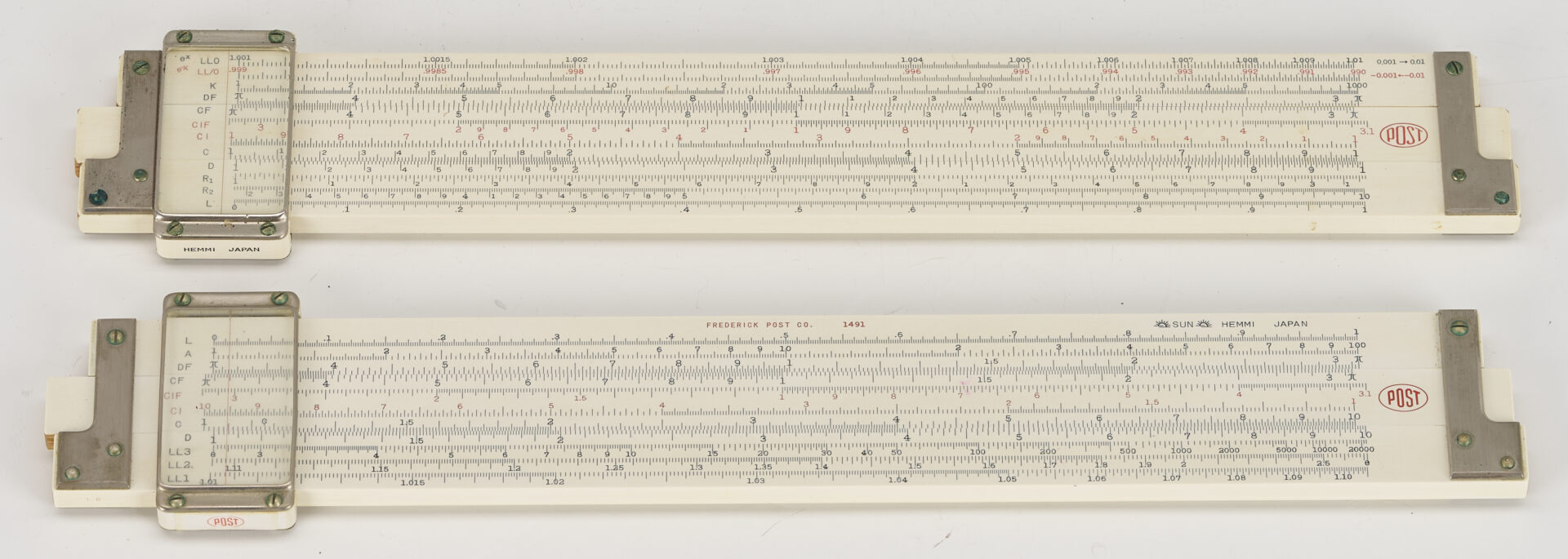 Lot 579: 7 Japanese Slide Rules: Sun Hemmi, Post
