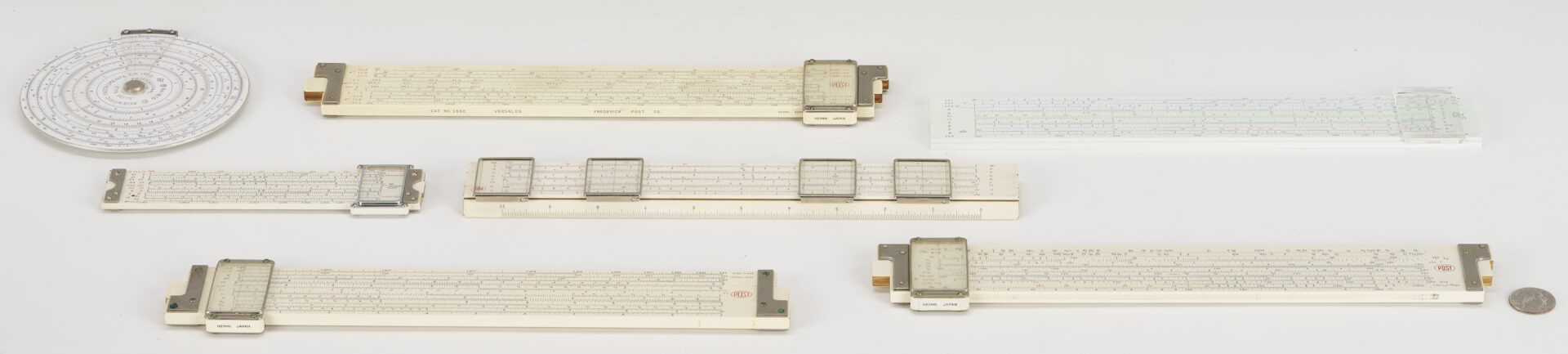 Lot 579: 7 Japanese Slide Rules: Sun Hemmi, Post