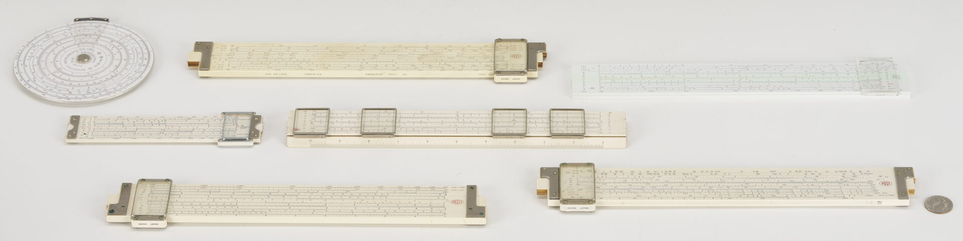 Lot 579: 7 Japanese Slide Rules: Sun Hemmi, Post