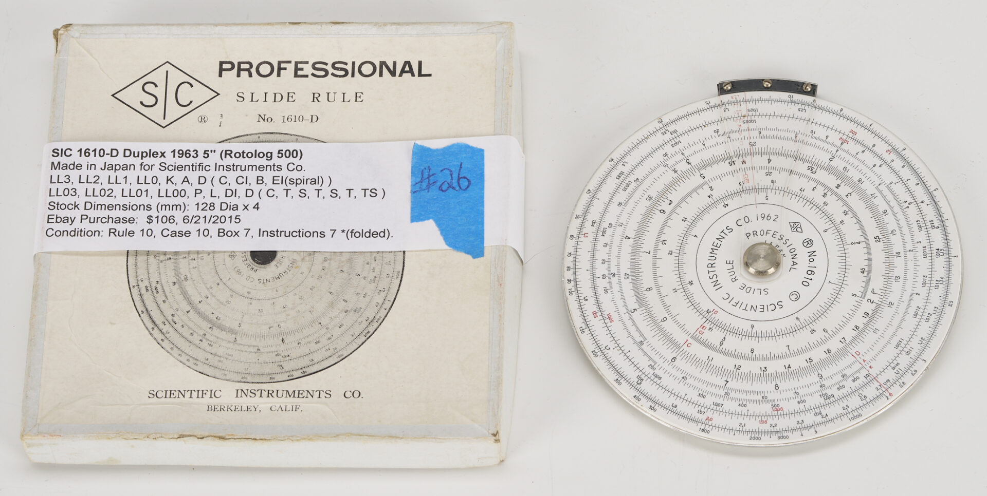 Lot 579: 7 Japanese Slide Rules: Sun Hemmi, Post