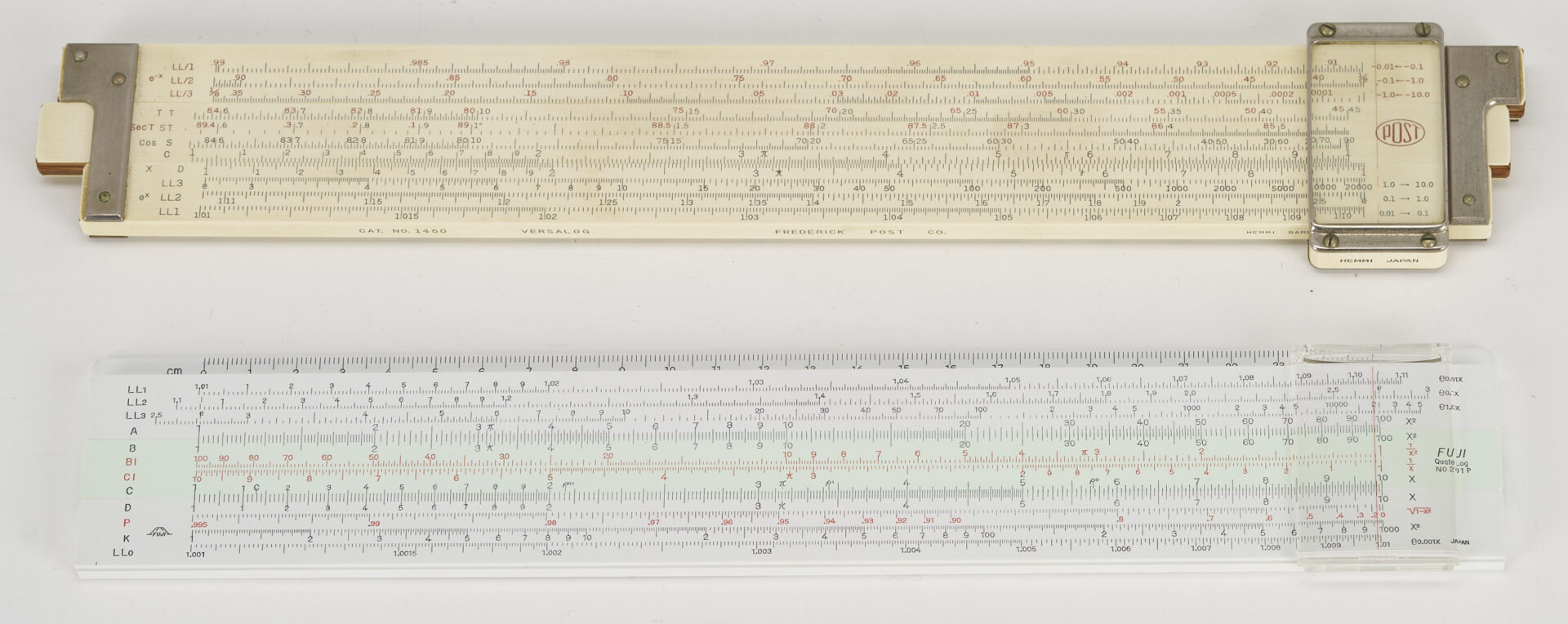 Lot 579: 7 Japanese Slide Rules: Sun Hemmi, Post