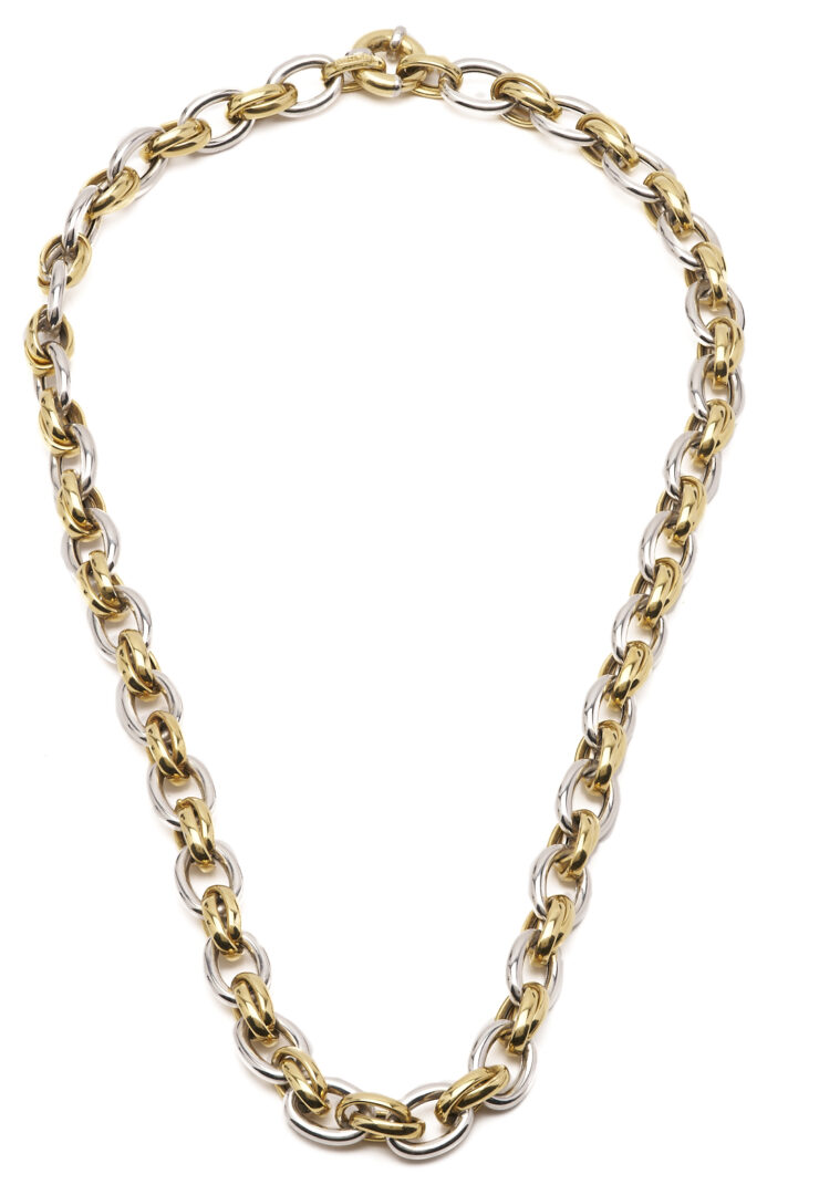 Lot 57: Italian 18K Two-Tone Rolo Necklace