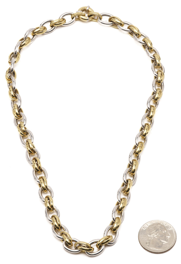 Lot 57: Italian 18K Two-Tone Rolo Necklace
