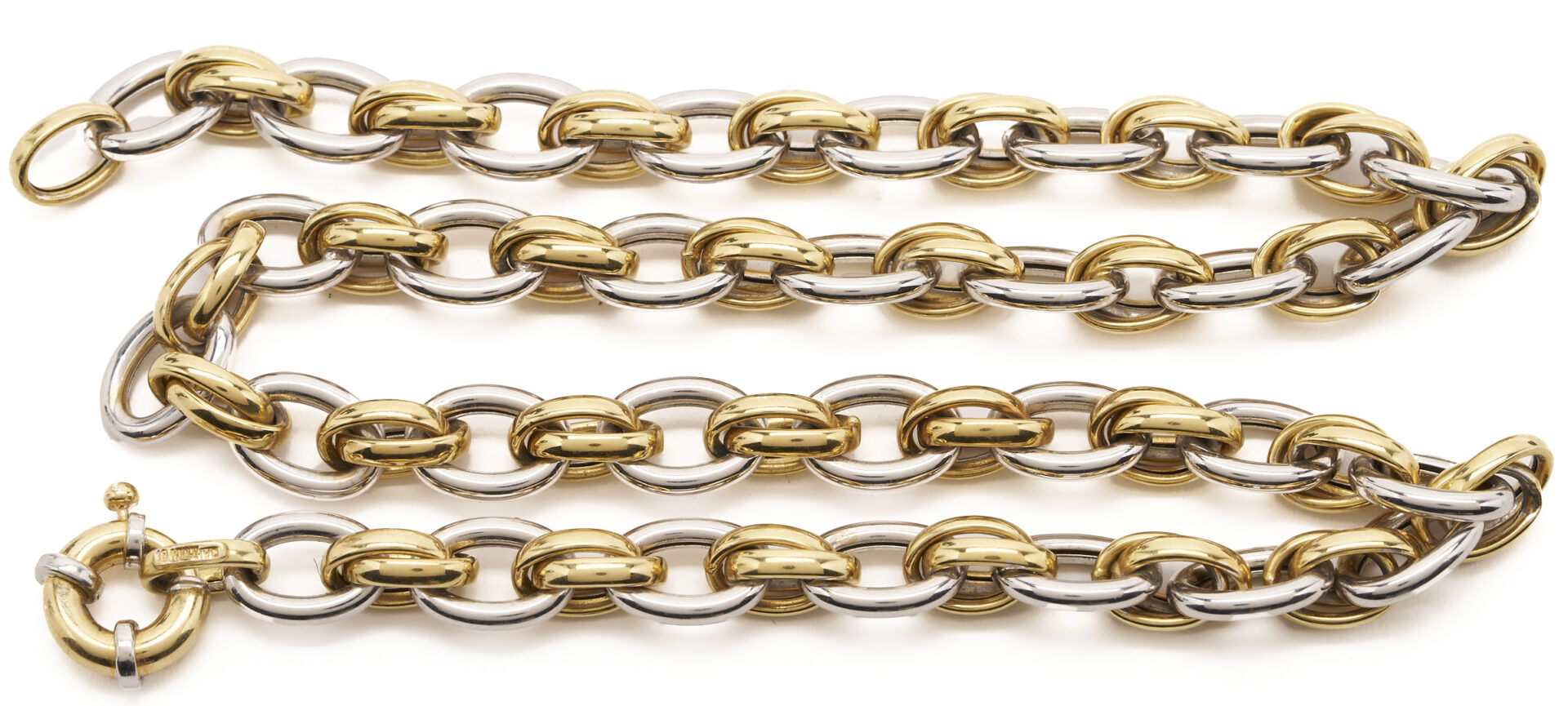 Lot 57: Italian 18K Two-Tone Rolo Necklace