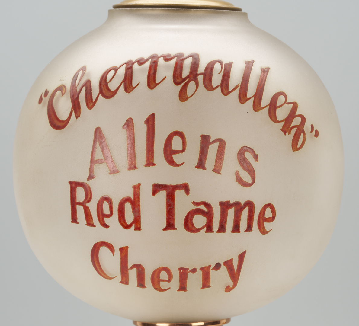 Lot 581: Allens Red Tame Cherry Syrup Soda Fountain Dispenser and Glass