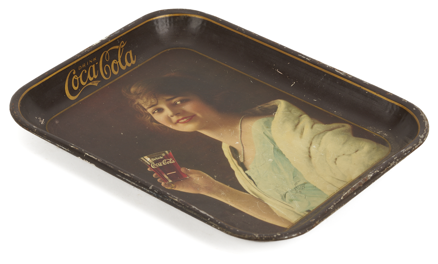 Lot 582: 3 Coca Cola Promotional Items: Paperweight, Tray & Wall Pocket
