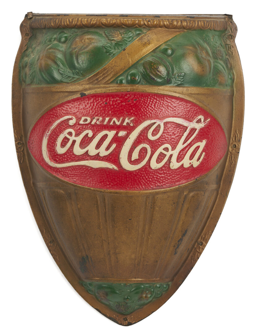 Lot 582: 3 Coca Cola Promotional Items: Paperweight, Tray & Wall Pocket