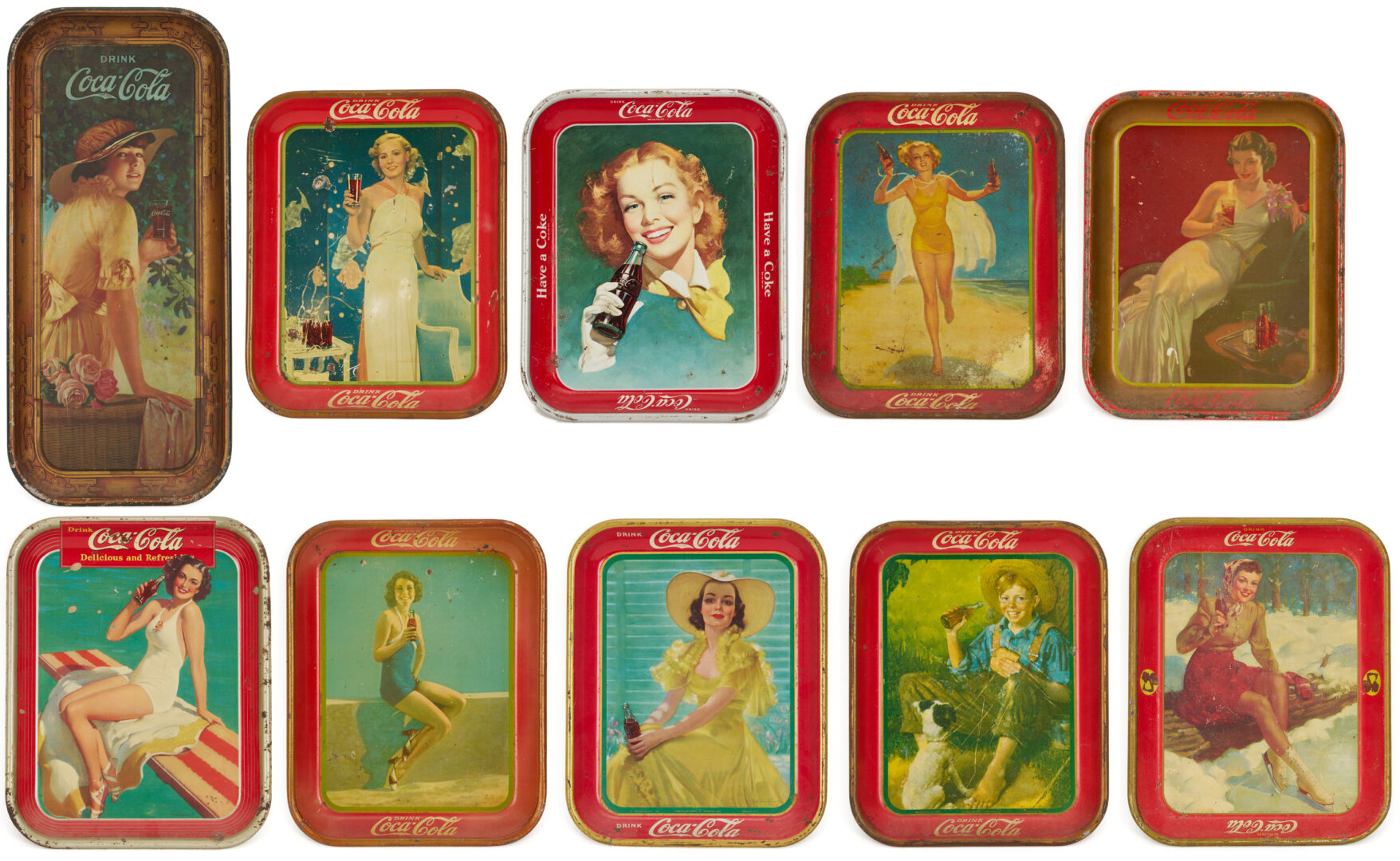 Lot 583: 10 Coca-Cola Tin Lithograph Advertising Trays