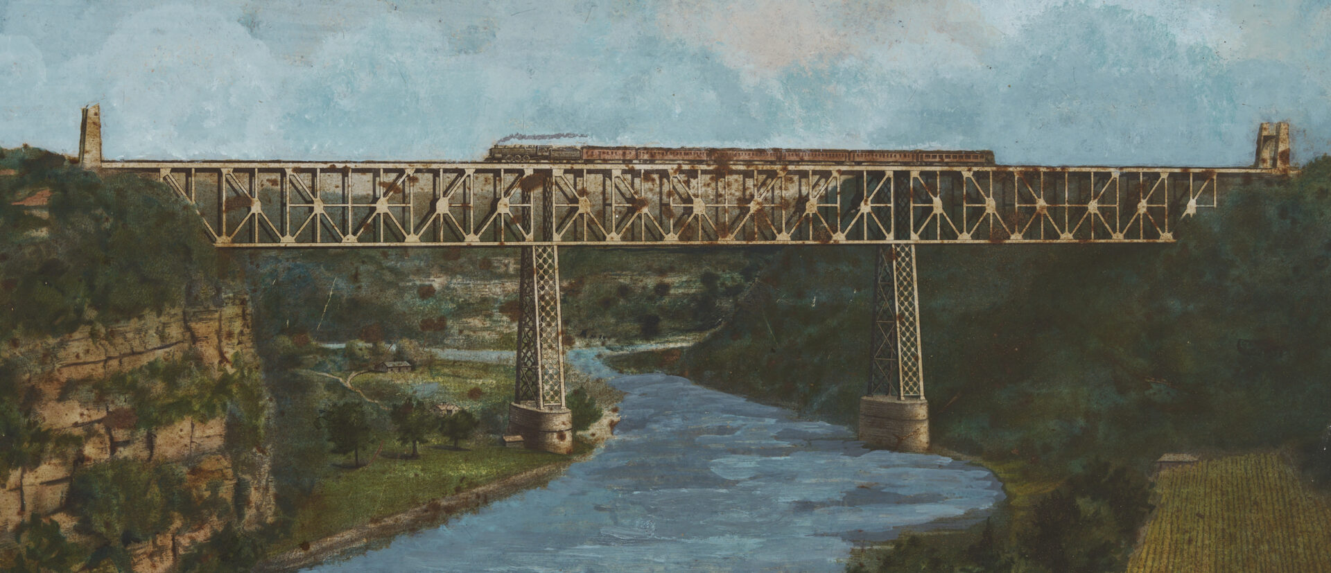 Lot 584: Southern Railway Systems Tin Advertising Sign, High Bridge, Kentucky River