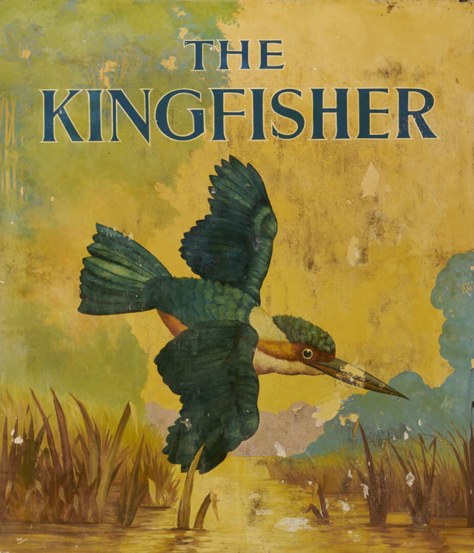 Lot 585: Painted Double Sided Pub Sign, Kingfisher