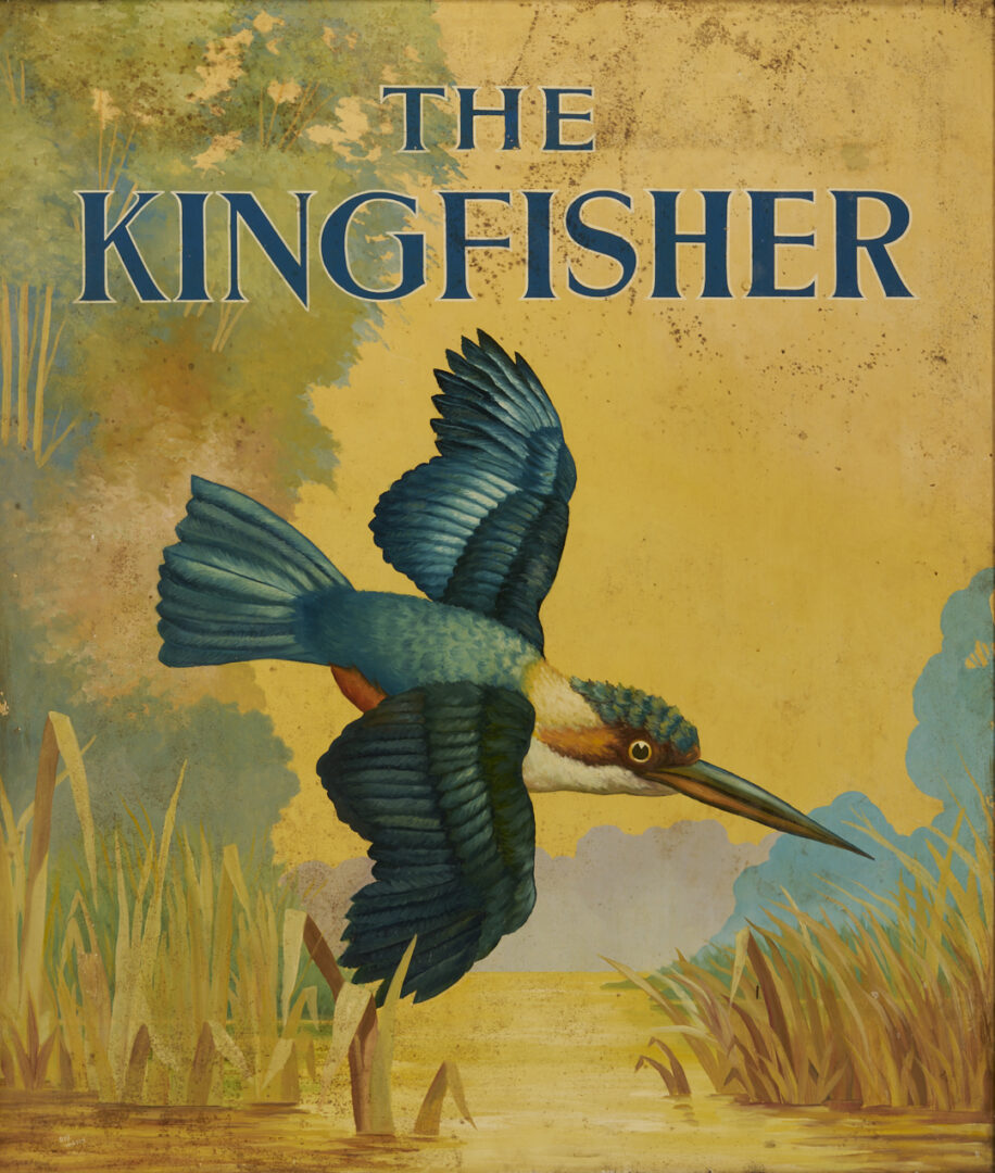 Lot 585: Painted Double Sided Pub Sign, Kingfisher