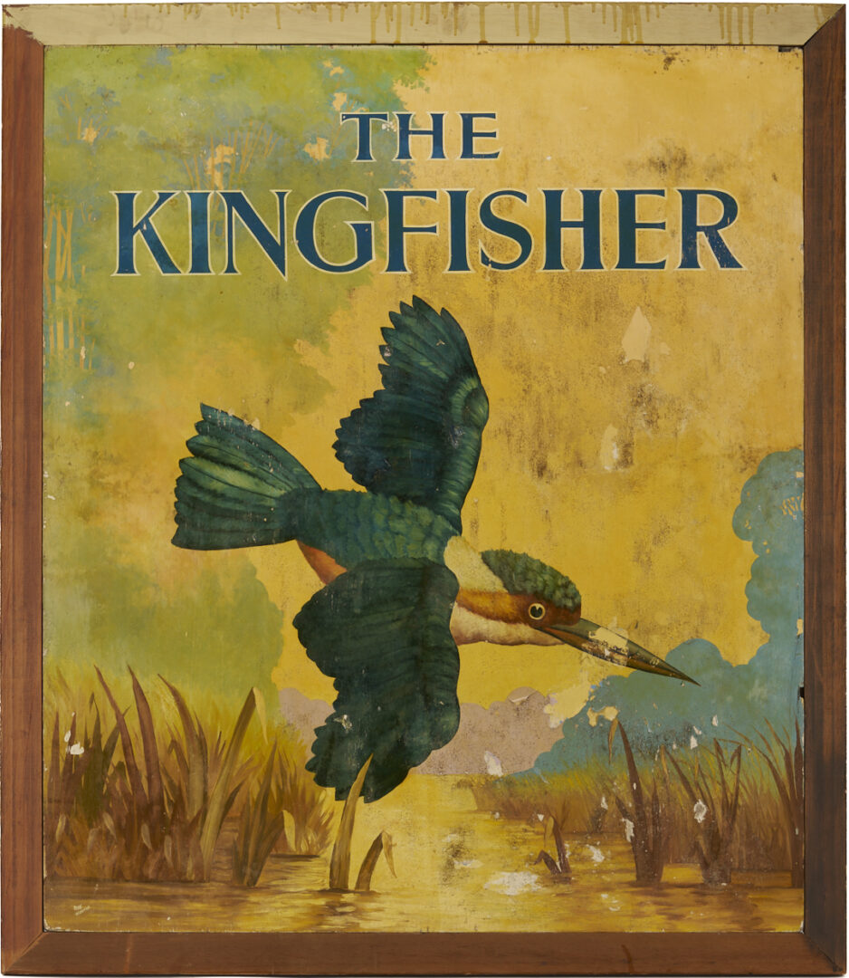 Lot 585: Painted Double Sided Pub Sign, Kingfisher
