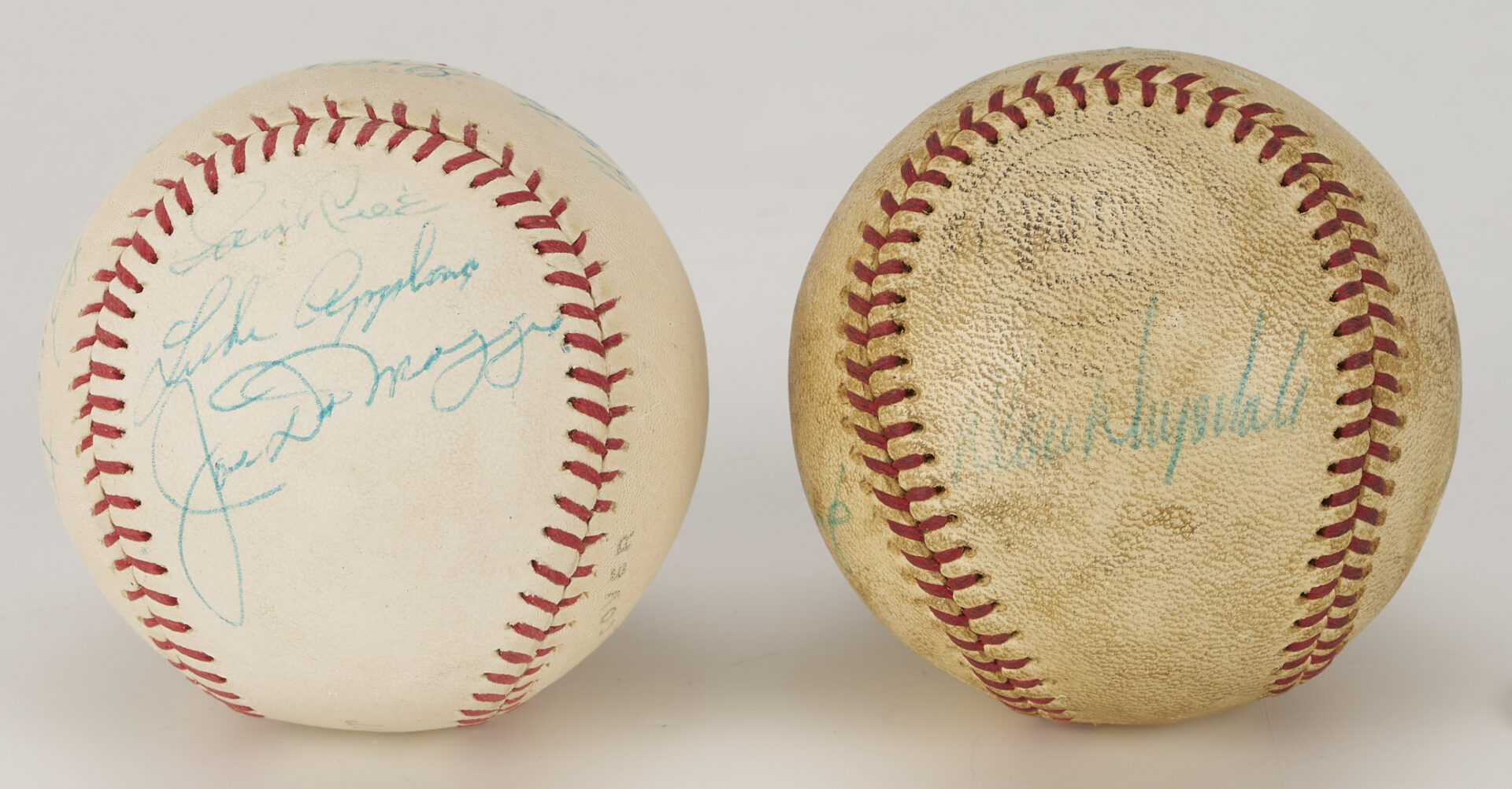 Lot 587: Two Signed Baseballs: HoF w/ DiMaggio & Stengel Plus Koufax & Drysdale
