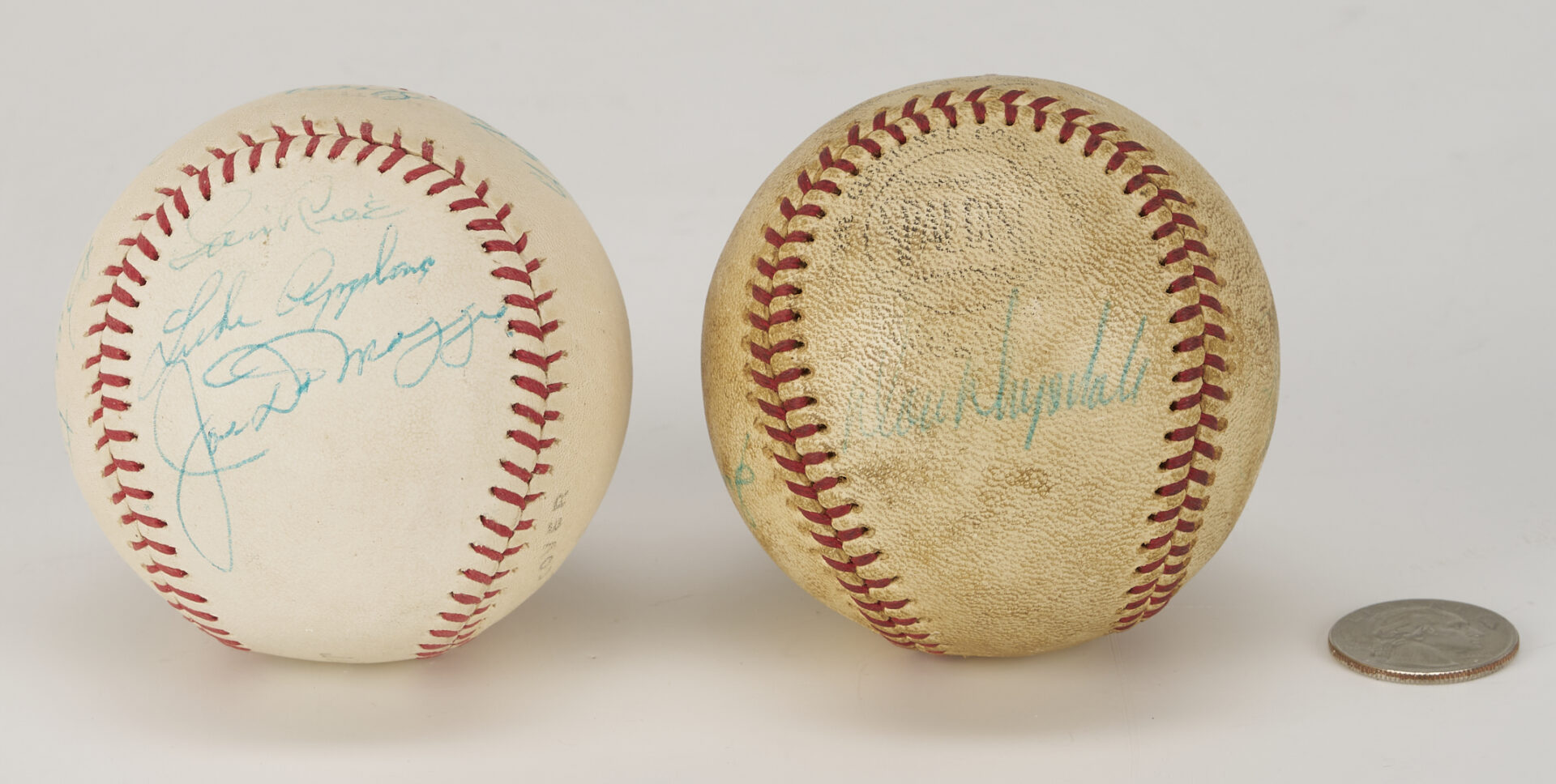 Lot 587: Two Signed Baseballs: HoF w/ DiMaggio & Stengel Plus Koufax & Drysdale