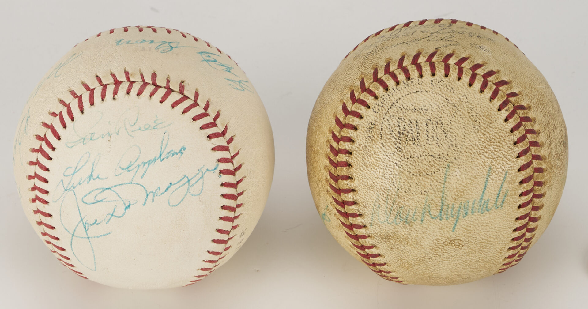 Lot 587: Two Signed Baseballs: HoF w/ DiMaggio & Stengel Plus Koufax & Drysdale