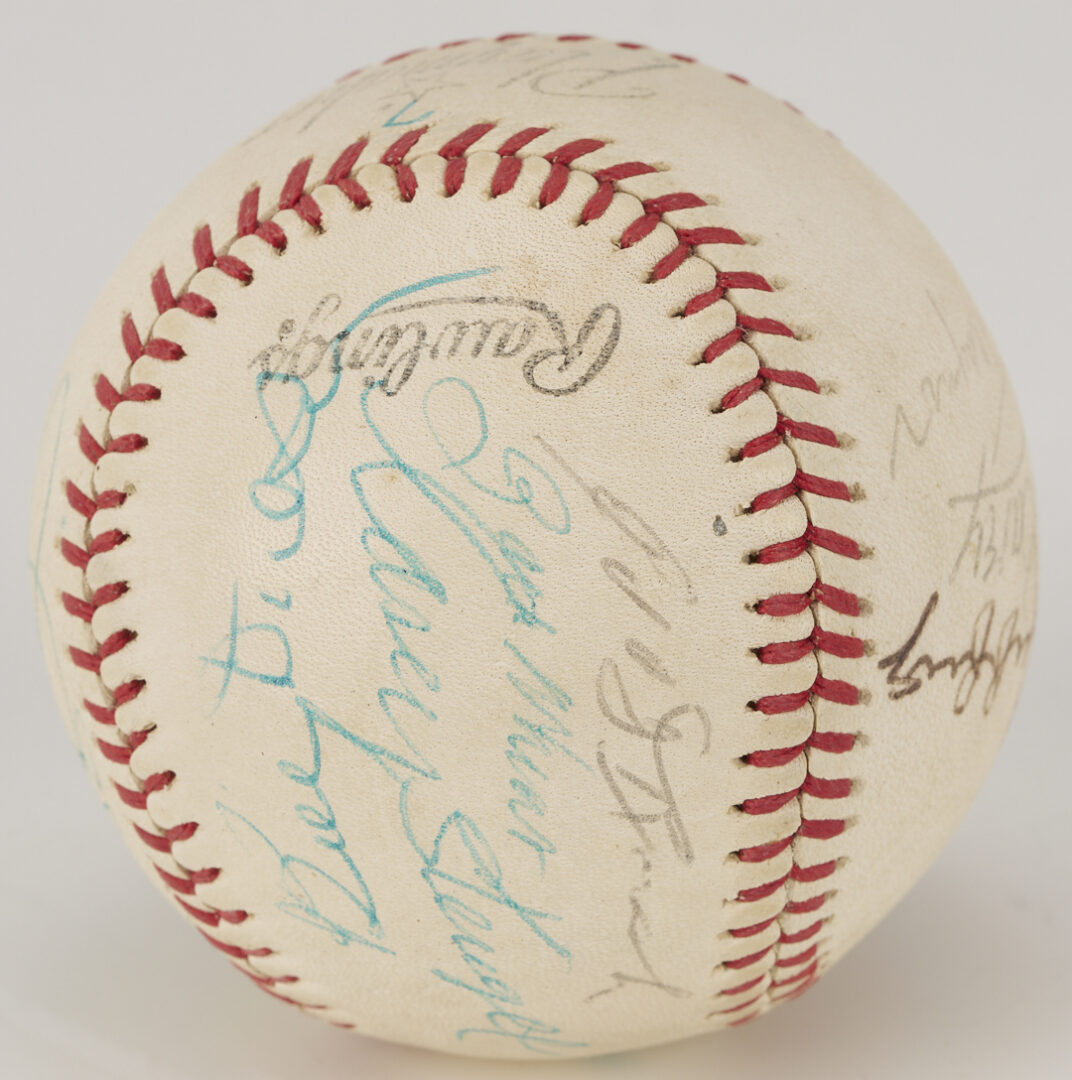 Lot 587: Two Signed Baseballs: HoF w/ DiMaggio & Stengel Plus Koufax & Drysdale