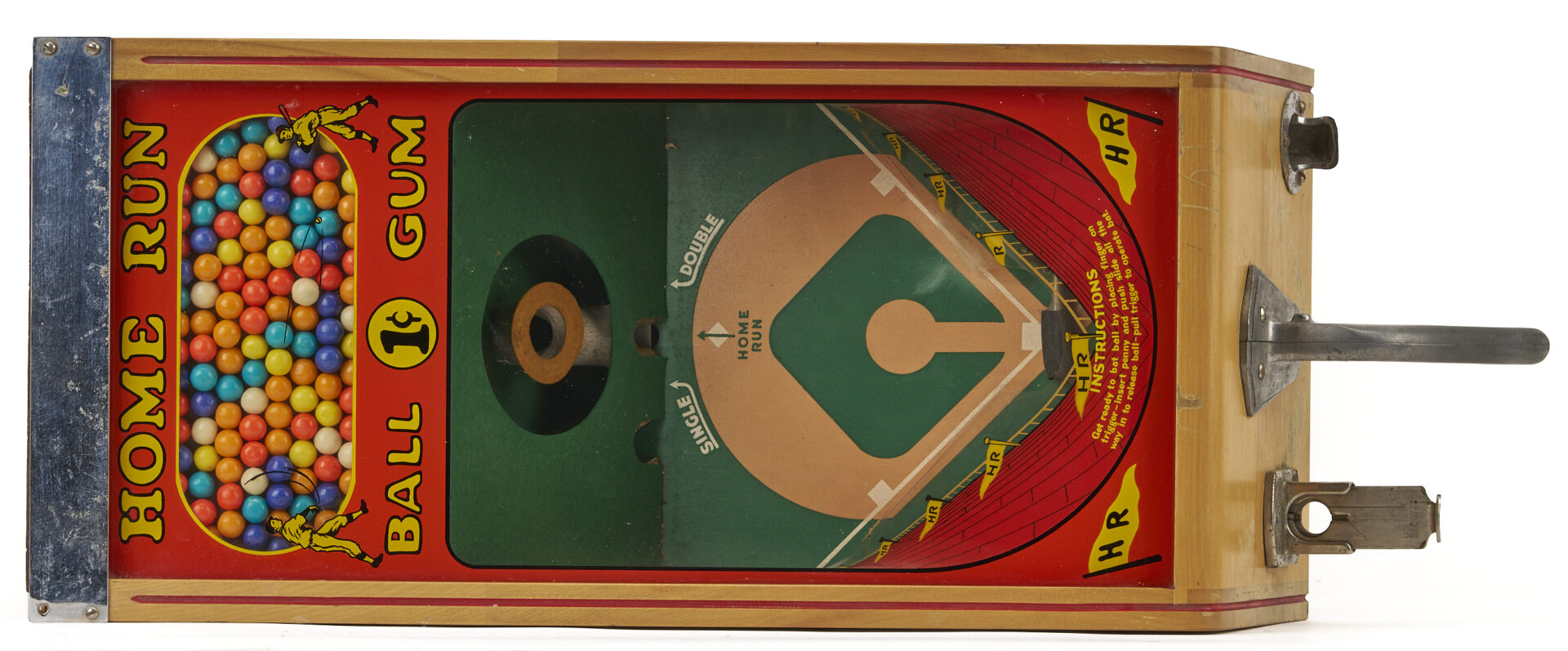 Lot 588: Coin Op Home Run Baseball Gumball Dispenser by Victor Vending Co., C. 1940s