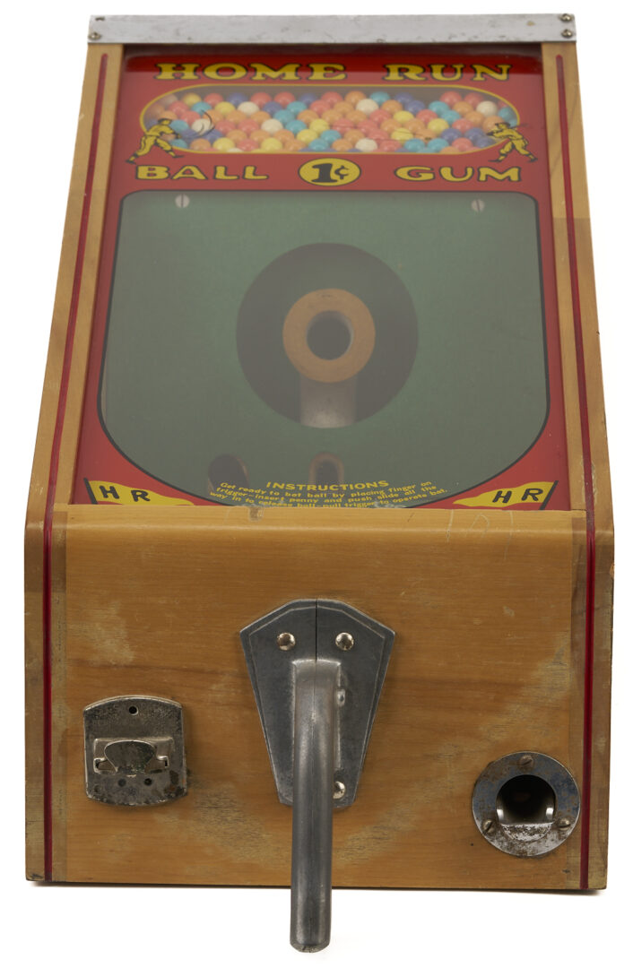 Lot 588: Coin Op Home Run Baseball Gumball Dispenser by Victor Vending Co., C. 1940s