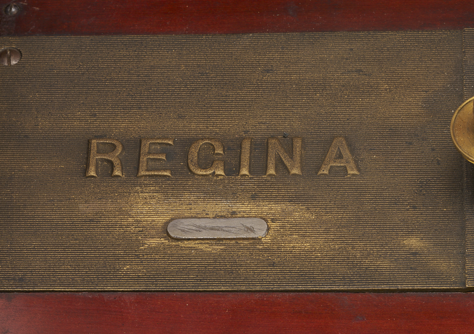Lot 590: Regina Music Box Style 10, Pagoda Top, plus 26 discs and book